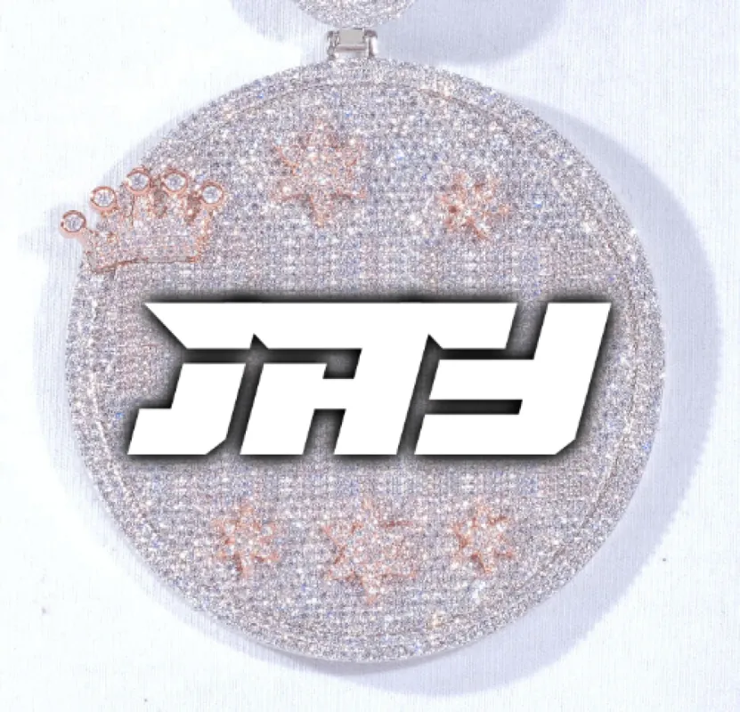 CUSTOM LETTER NECKLACE 3D BIG CROWN DISC sold by The GUU Shop