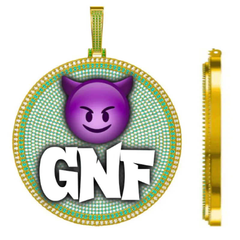 CUSTOM LETTER NECKLACE 3D BIG DISC sold by The GUU Shop