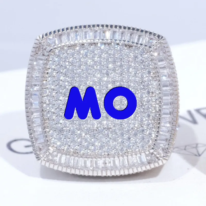 CUSTOM LETTER 3D ICED RING sold by The GUU Shop