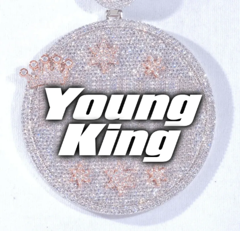 CUSTOM LETTER NECKLACE 3D BIG CROWN DISC sold by The GUU Shop