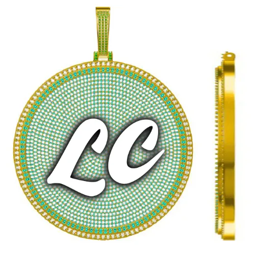 CUSTOM LETTER NECKLACE 3D BIG DISC sold by The GUU Shop