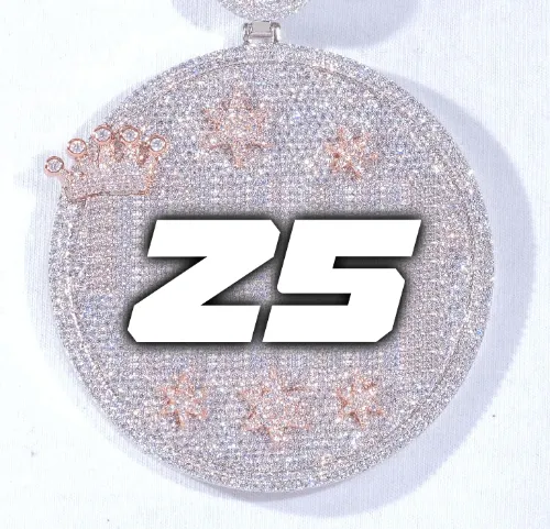 CUSTOM LETTER NECKLACE 3D BIG CROWN DISC sold by The GUU Shop