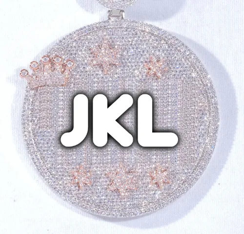 CUSTOM LETTER NECKLACE 3D BIG CROWN DISC sold by The GUU Shop