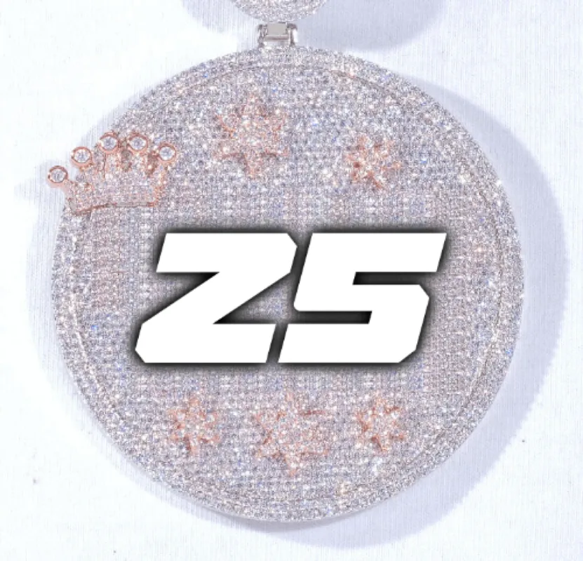 CUSTOM LETTER NECKLACE 3D BIG CROWN DISC sold by The GUU Shop