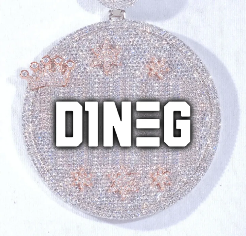 CUSTOM LETTER NECKLACE 3D BIG CROWN DISC sold by The GUU Shop