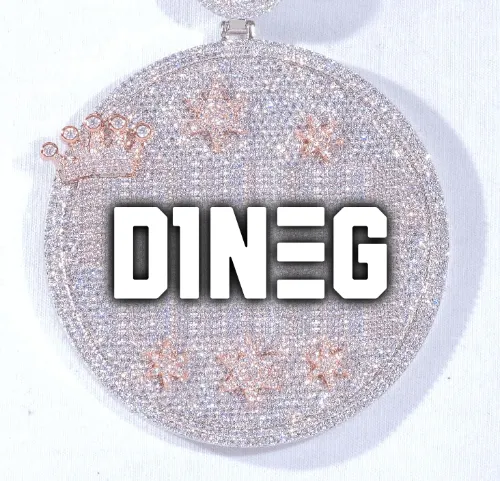 CUSTOM LETTER NECKLACE 3D BIG CROWN DISC sold by The GUU Shop