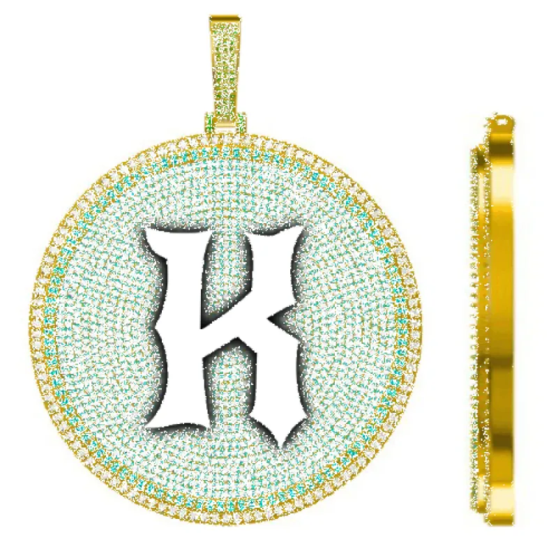 CUSTOM LETTER NECKLACE 3D BIG DISC sold by The GUU Shop