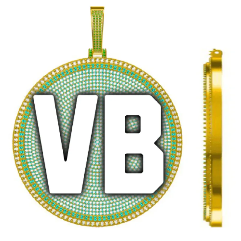 CUSTOM LETTER NECKLACE 3D BIG DISC sold by The GUU Shop