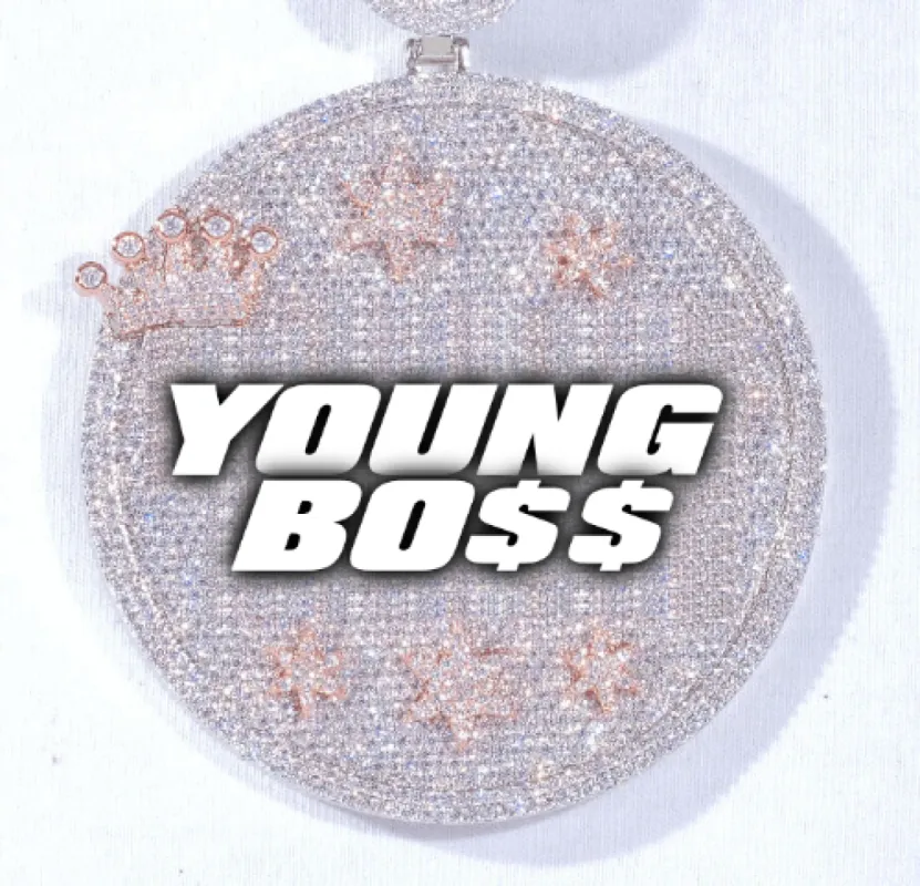 CUSTOM LETTER NECKLACE 3D BIG CROWN DISC sold by The GUU Shop