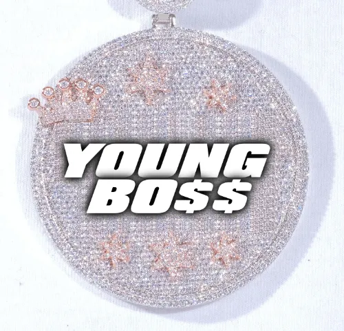 CUSTOM LETTER NECKLACE 3D BIG CROWN DISC sold by The GUU Shop