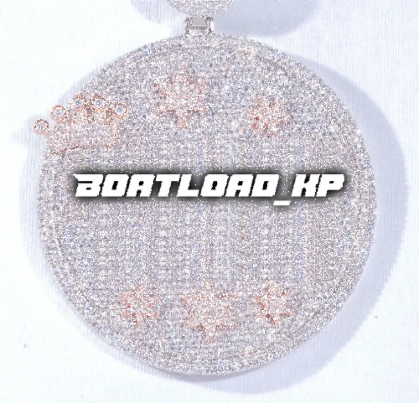 CUSTOM LETTER NECKLACE 3D BIG CROWN DISC sold by The GUU Shop