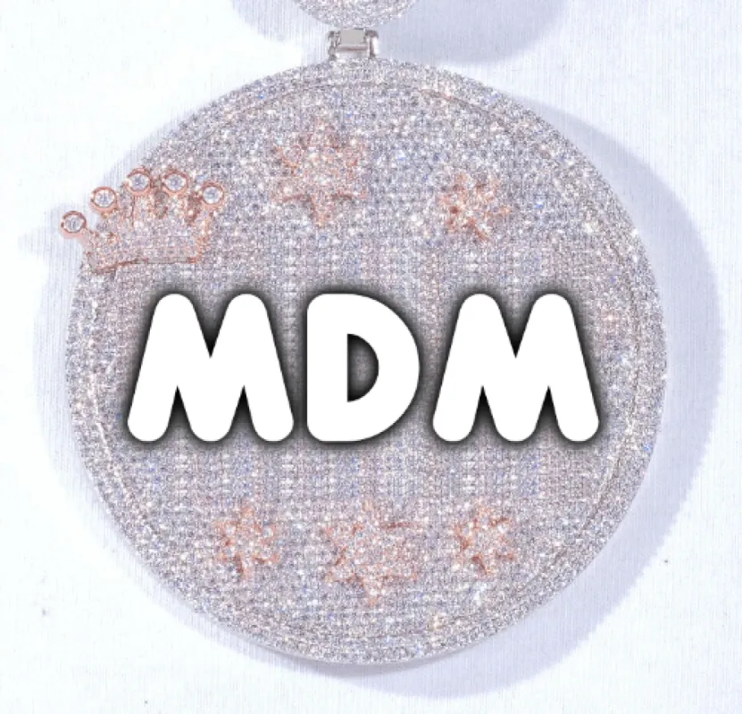 CUSTOM LETTER NECKLACE 3D BIG CROWN DISC sold by The GUU Shop