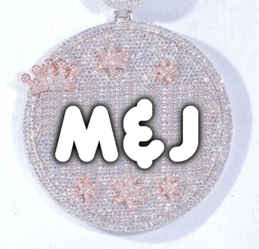 CUSTOM LETTER NECKLACE 3D BIG CROWN DISC sold by The GUU Shop