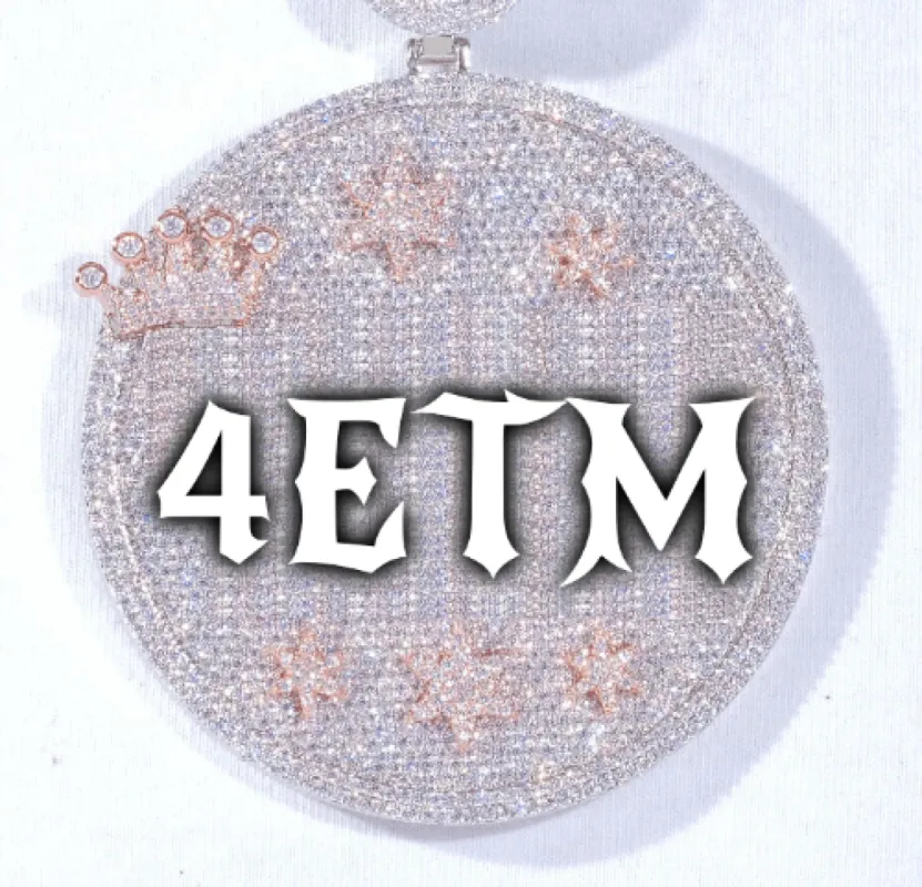 CUSTOM LETTER NECKLACE 3D BIG CROWN DISC sold by The GUU Shop