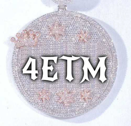 CUSTOM LETTER NECKLACE 3D BIG CROWN DISC sold by The GUU Shop