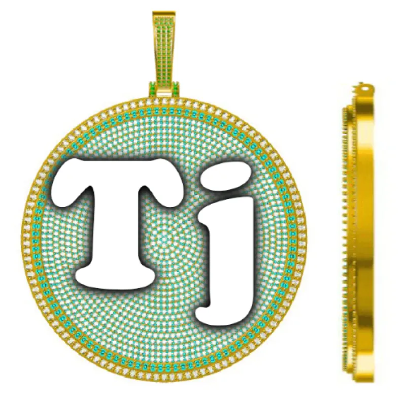 CUSTOM LETTER NECKLACE 3D BIG DISC sold by The GUU Shop