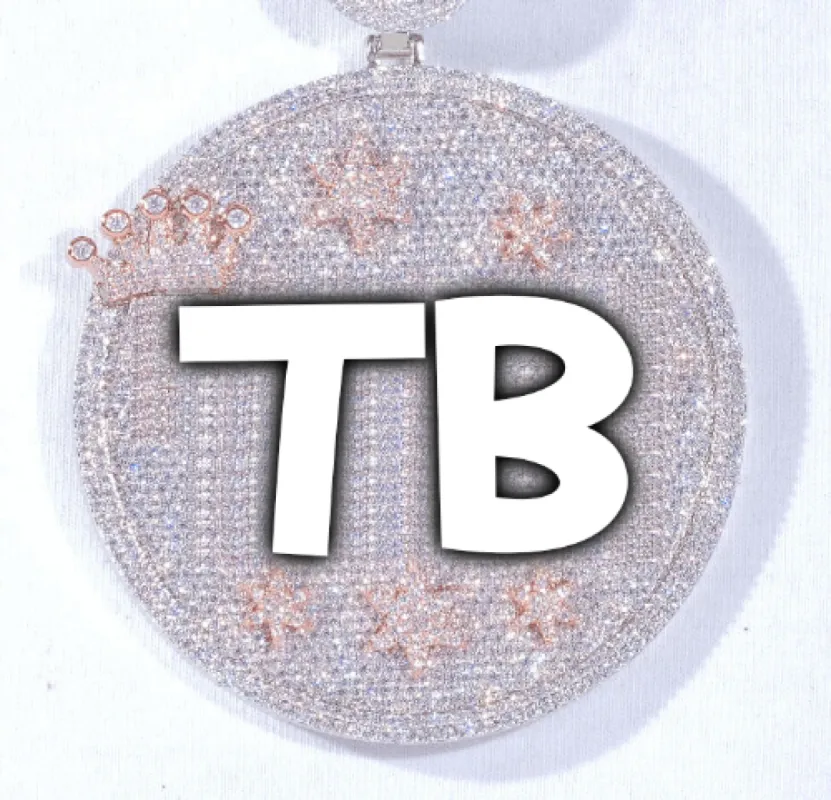 CUSTOM LETTER NECKLACE 3D BIG CROWN DISC sold by The GUU Shop