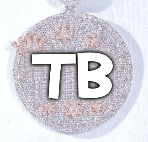 CUSTOM LETTER NECKLACE 3D BIG CROWN DISC sold by The GUU Shop