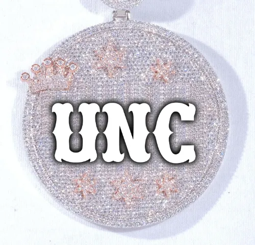 CUSTOM LETTER NECKLACE 3D BIG CROWN DISC sold by The GUU Shop