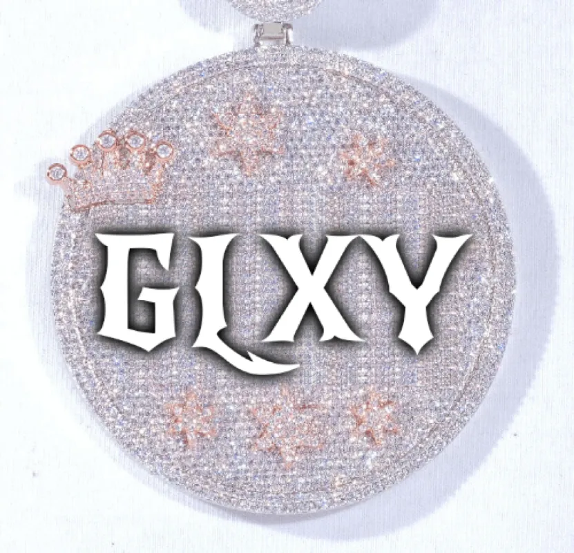 CUSTOM LETTER NECKLACE 3D BIG CROWN DISC sold by The GUU Shop