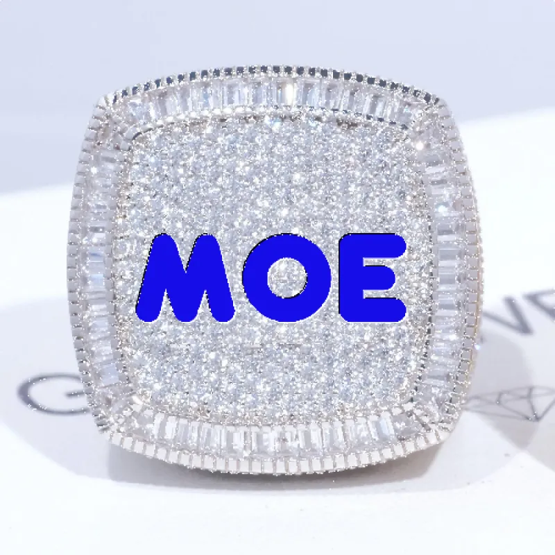 CUSTOM LETTER 3D ICED RING sold by The GUU Shop