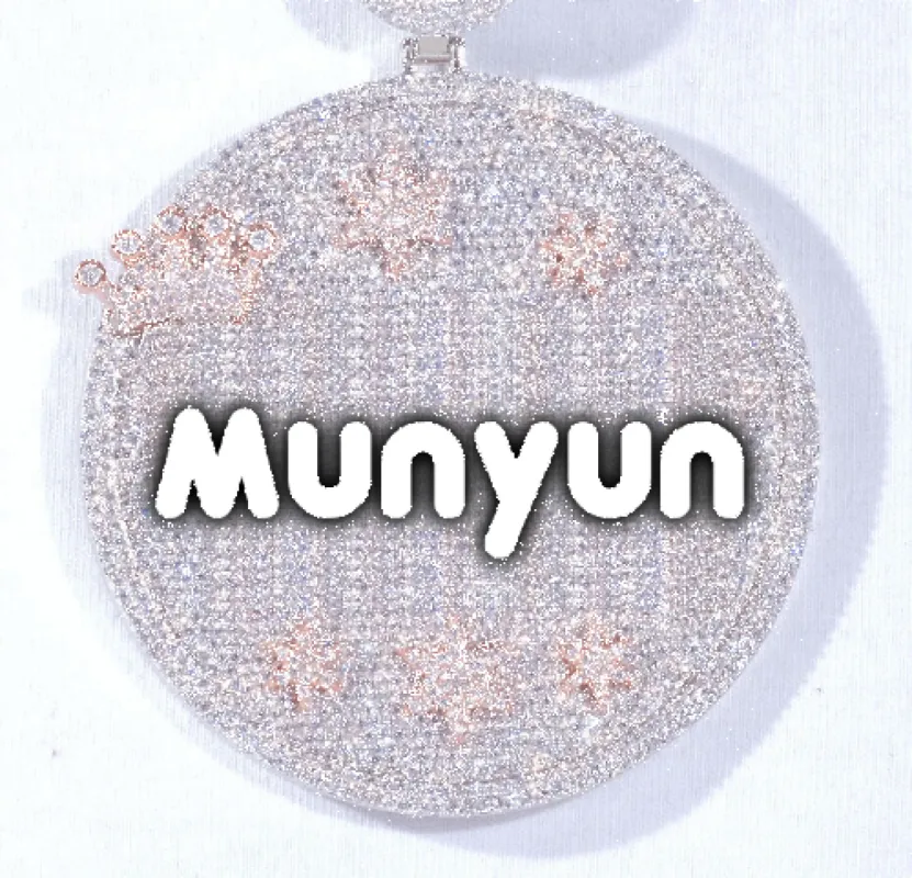 CUSTOM LETTER NECKLACE 3D BIG CROWN DISC sold by The GUU Shop