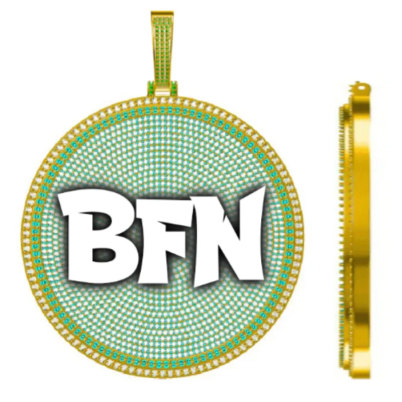 CUSTOM LETTER NECKLACE 3D BIG DISC sold by The GUU Shop