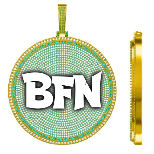 CUSTOM LETTER NECKLACE 3D BIG DISC sold by The GUU Shop