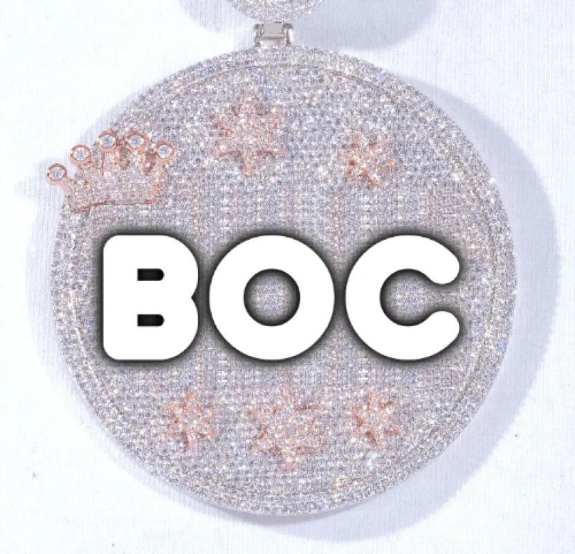 CUSTOM LETTER NECKLACE 3D BIG CROWN DISC sold by The GUU Shop