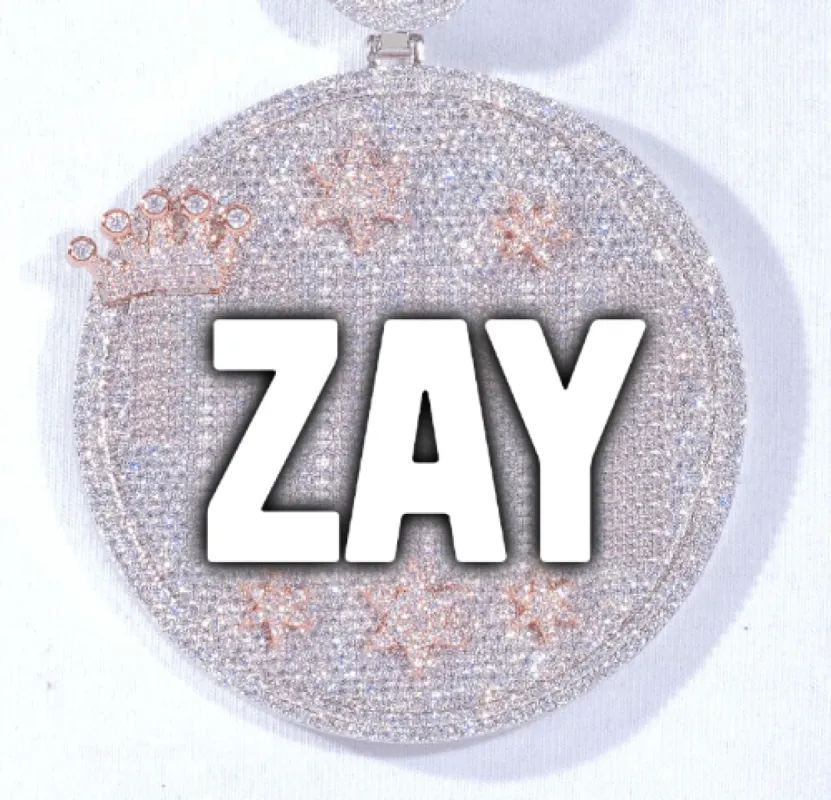 CUSTOM LETTER NECKLACE 3D BIG CROWN DISC made by The GUU Shop