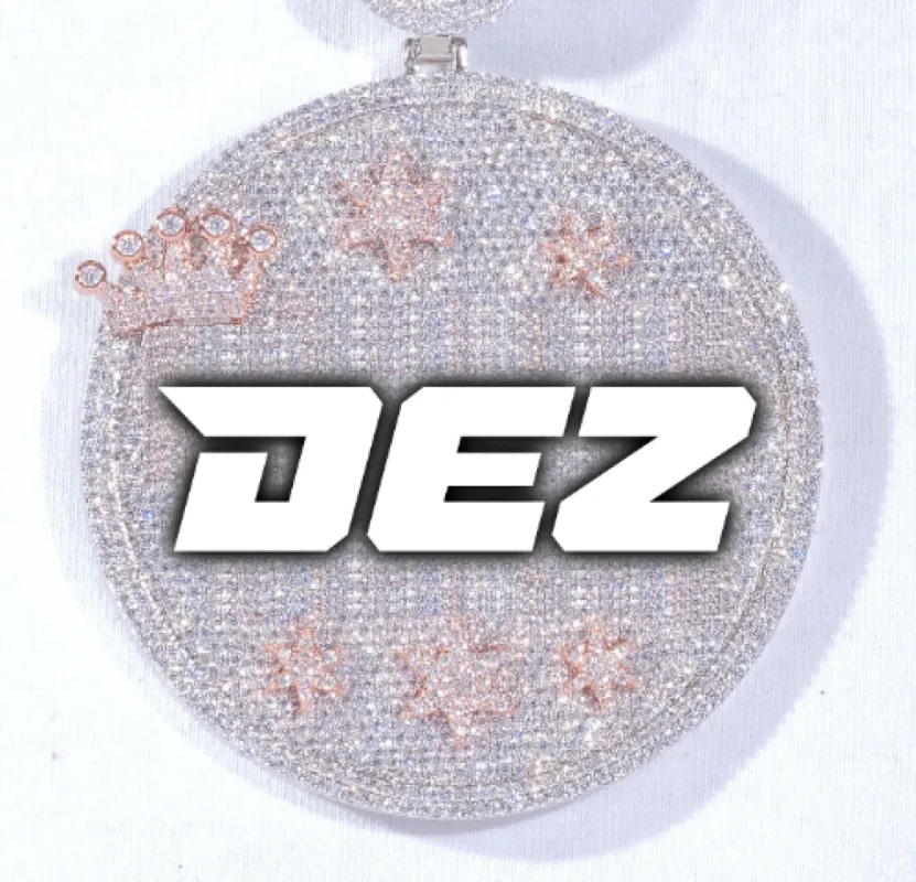 CUSTOM LETTER NECKLACE 3D BIG CROWN DISC sold by The GUU Shop