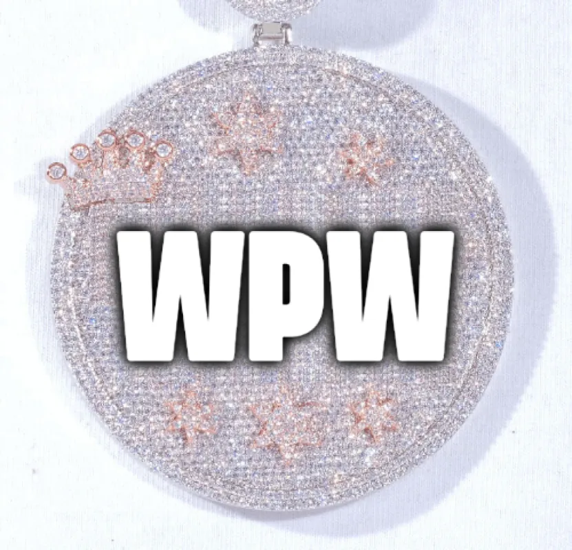 CUSTOM LETTER NECKLACE 3D BIG CROWN DISC sold by The GUU Shop