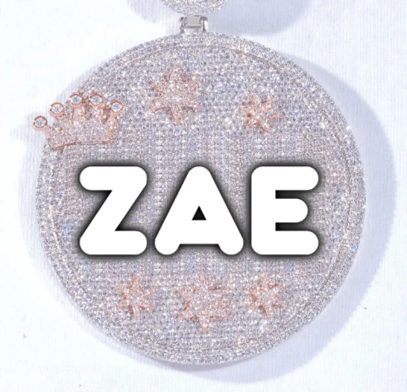 CUSTOM LETTER NECKLACE 3D BIG CROWN DISC sold by The GUU Shop