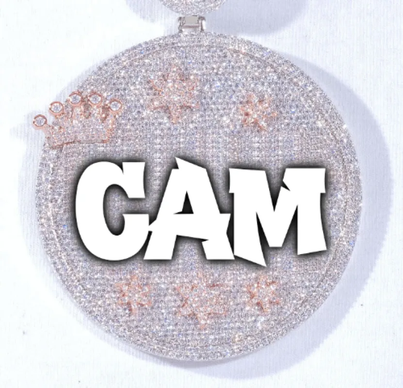 CUSTOM LETTER NECKLACE 3D BIG CROWN DISC sold by The GUU Shop