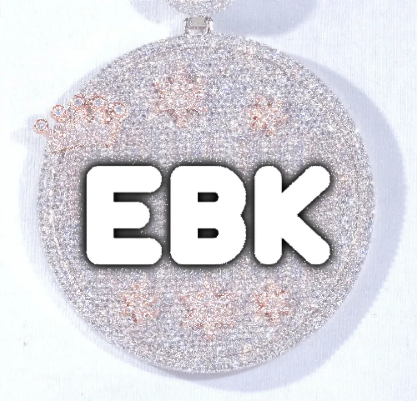 CUSTOM LETTER NECKLACE 3D BIG CROWN DISC sold by The GUU Shop