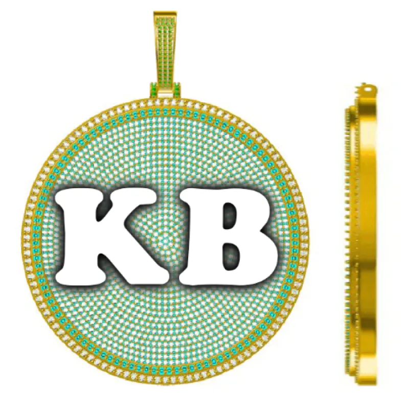 CUSTOM LETTER NECKLACE 3D BIG DISC sold by The GUU Shop