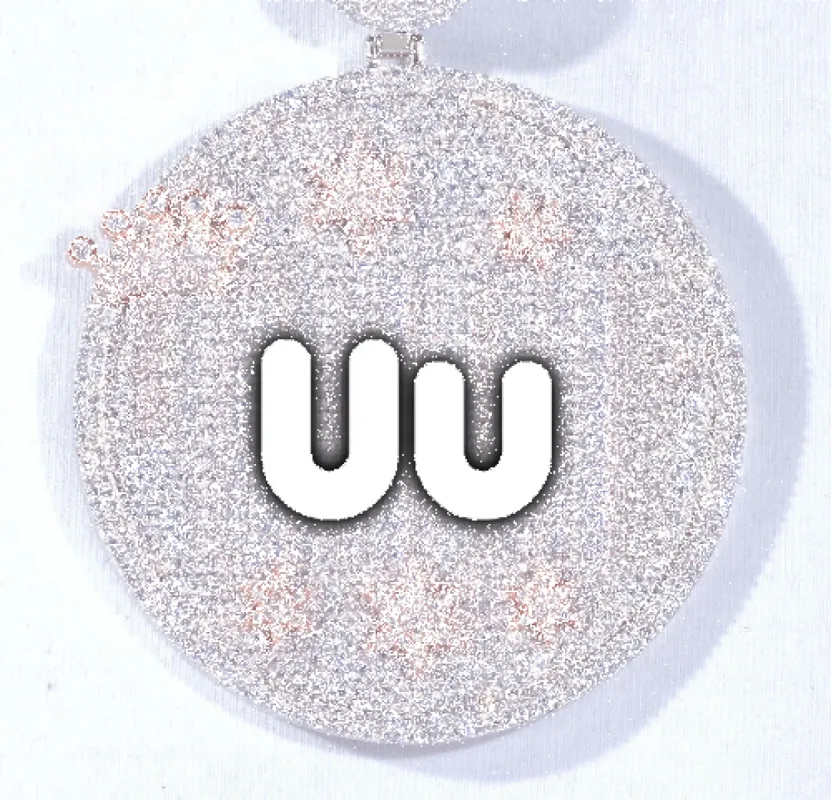 CUSTOM LETTER NECKLACE 3D BIG CROWN DISC sold by The GUU Shop