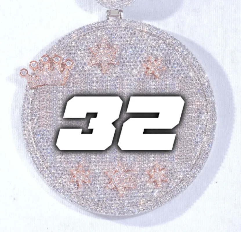 CUSTOM LETTER NECKLACE 3D BIG CROWN DISC sold by The GUU Shop