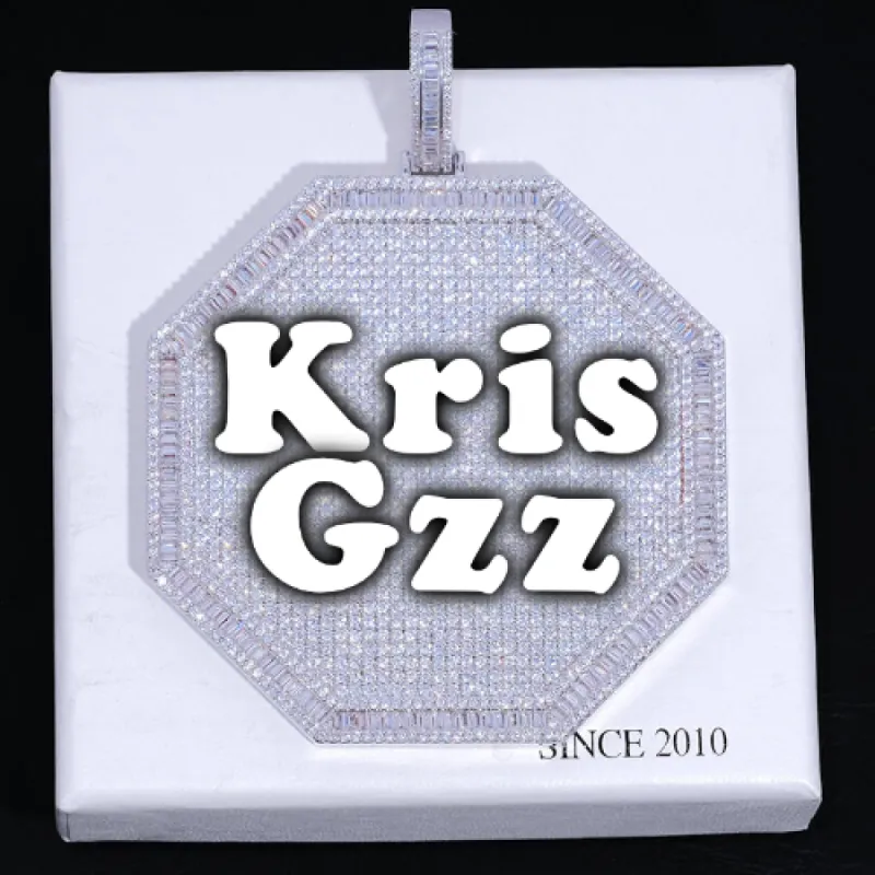CUSTOM LETTER NECKLACE 3D BIG OCTAGON sold by The GUU Shop