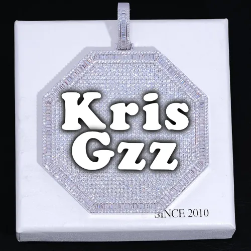 CUSTOM LETTER NECKLACE 3D BIG OCTAGON sold by The GUU Shop