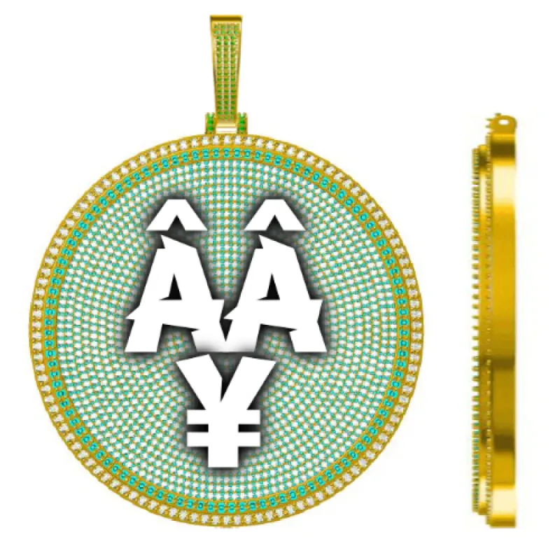 CUSTOM LETTER NECKLACE 3D BIG DISC sold by The GUU Shop