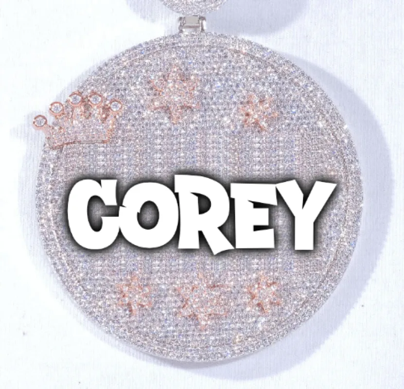 CUSTOM LETTER NECKLACE 3D BIG CROWN DISC sold by The GUU Shop