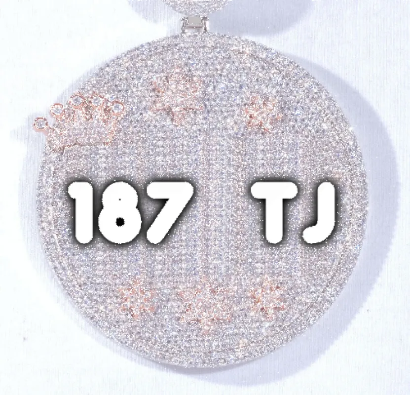 CUSTOM LETTER NECKLACE 3D BIG CROWN DISC sold by The GUU Shop