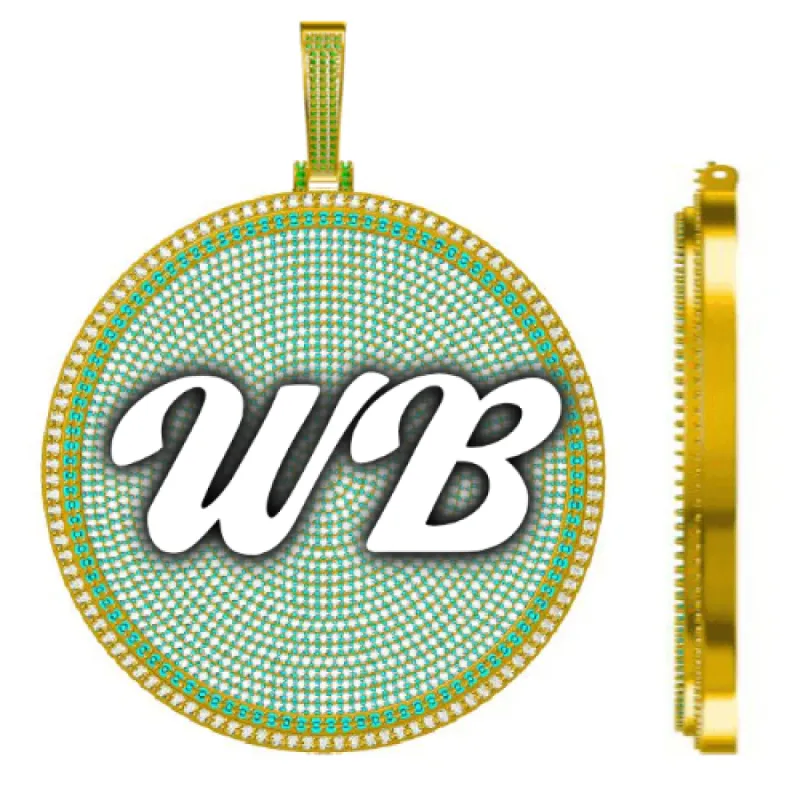 CUSTOM LETTER NECKLACE 3D BIG DISC sold by The GUU Shop