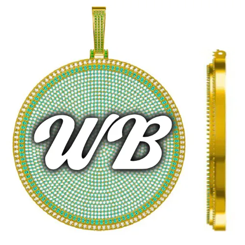 CUSTOM LETTER NECKLACE 3D BIG DISC sold by The GUU Shop