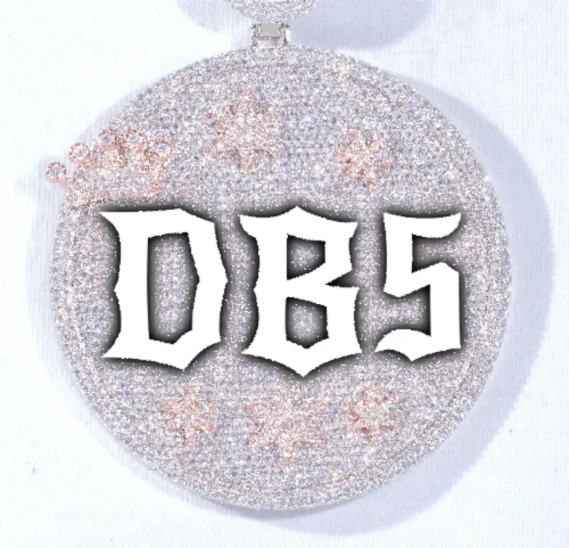 CUSTOM LETTER NECKLACE 3D BIG CROWN DISC sold by The GUU Shop