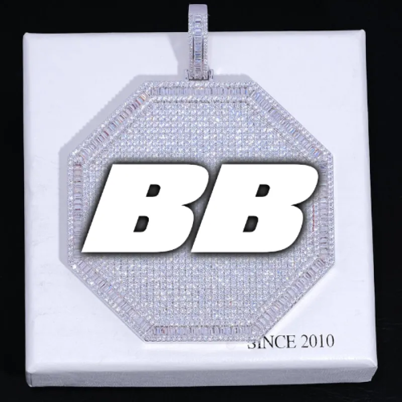 CUSTOM LETTER NECKLACE 3D BIG OCTAGON sold by The GUU Shop