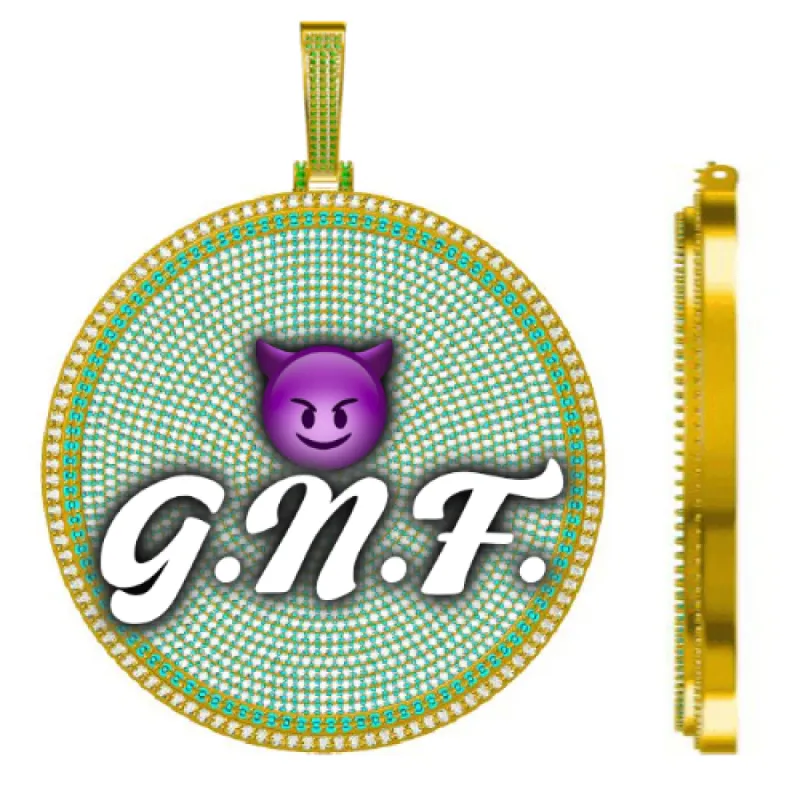 CUSTOM LETTER NECKLACE 3D BIG DISC sold by The GUU Shop