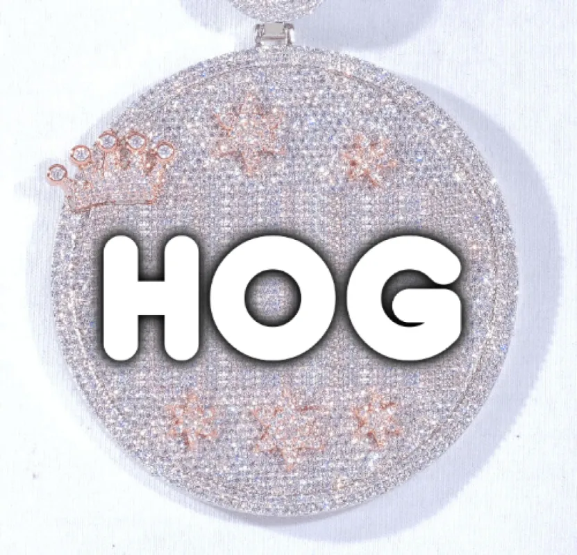 CUSTOM LETTER NECKLACE 3D BIG CROWN DISC made by The GUU Shop