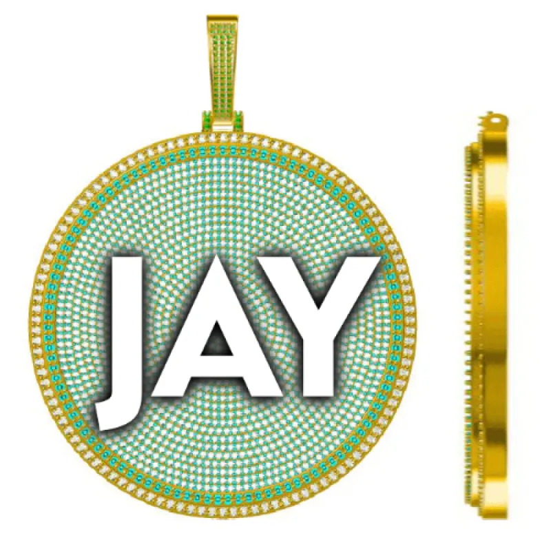 CUSTOM LETTER NECKLACE 3D BIG DISC sold by The GUU Shop